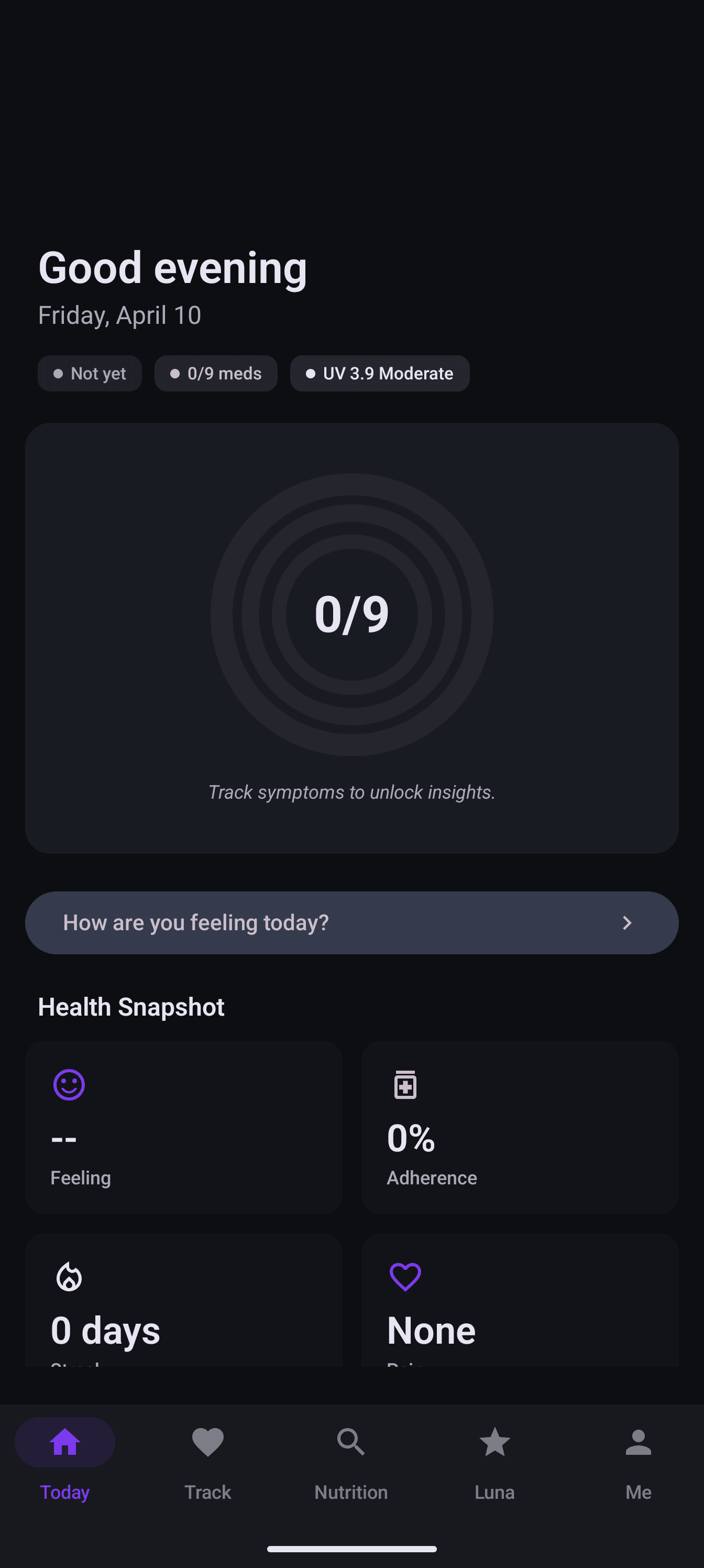 Today dashboard on Android