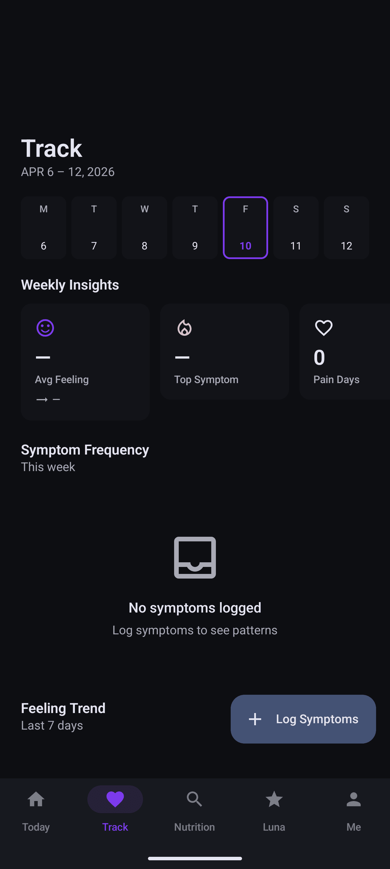 Symptom tracking on Android