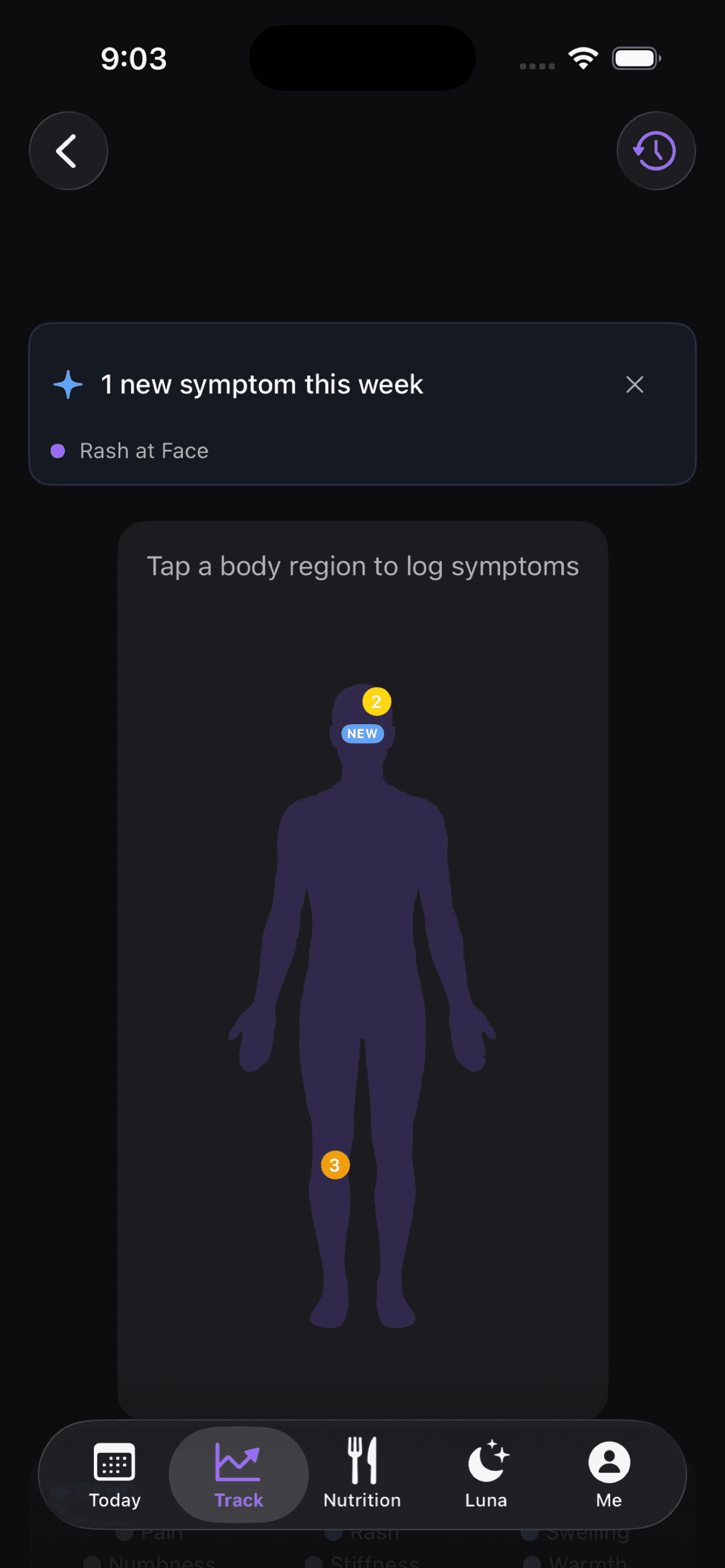 Body map on iPhone